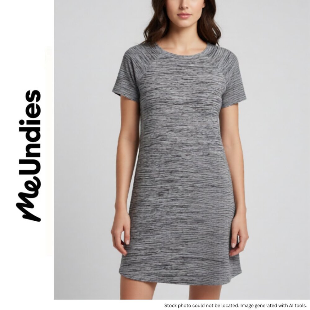 MeUndies Women’s Large Hacci Knit Shift Mini Dress Light Heather Gray